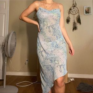 90s Cowl Neck Snakeskin Slip Dress